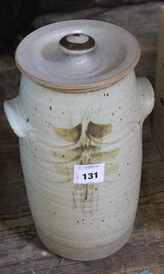 Russell Collins (b. 1942), a large Studio pottery storage jar,cover, impressed mark(-)